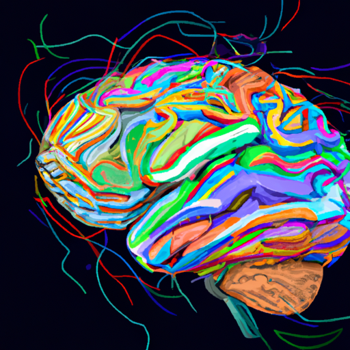 איור של המוח עם חלקים בצבעים שונים המייצגים תפקודים קוגניטיביים שונים